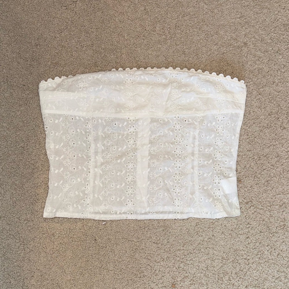 White Eyelet Lace Tube Top